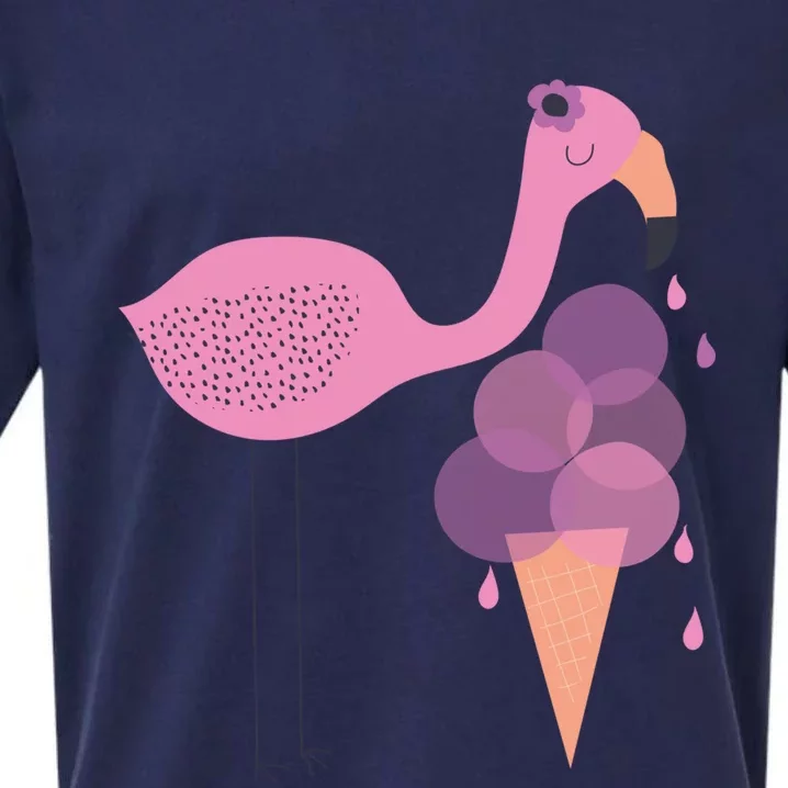 Flamingo Ice Cream Summer Vacay Party Beach Vibes Gift Sueded Cloud Jersey T-Shirt