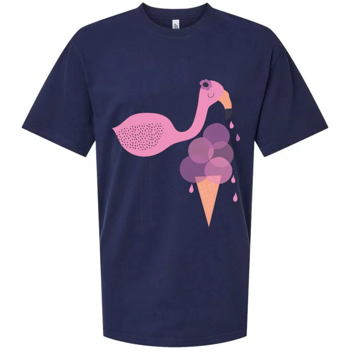 Flamingo Ice Cream Summer Vacay Party Beach Vibes Gift Sueded Cloud Jersey T-Shirt