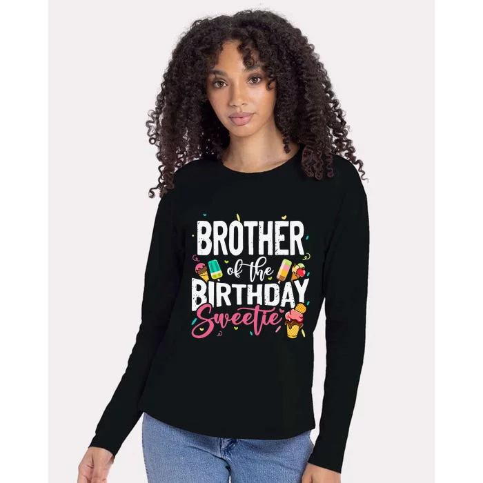 Funny Ice Cream Theme Party Brother Of The Birthday Sweetie Womens Cotton Relaxed Long Sleeve T-Shirt