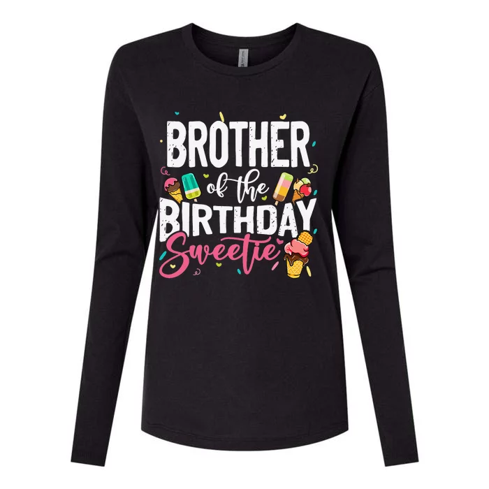 Funny Ice Cream Theme Party Brother Of The Birthday Sweetie Womens Cotton Relaxed Long Sleeve T-Shirt