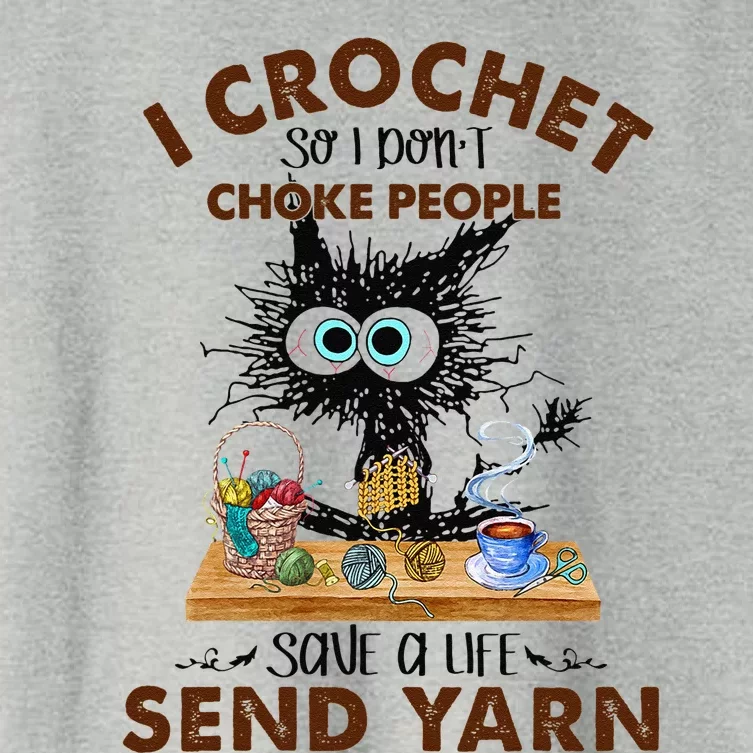 Funny I Crochet So I Dont Choke People Black Cat Women's Crop Top Tee