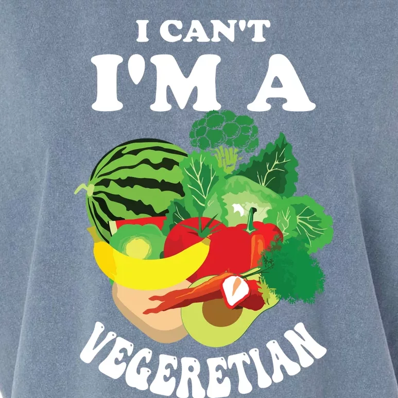 Funny I Cant Im A Vegetarian Sayings Vegetable Graphic Garment-Dyed Women's Muscle Tee