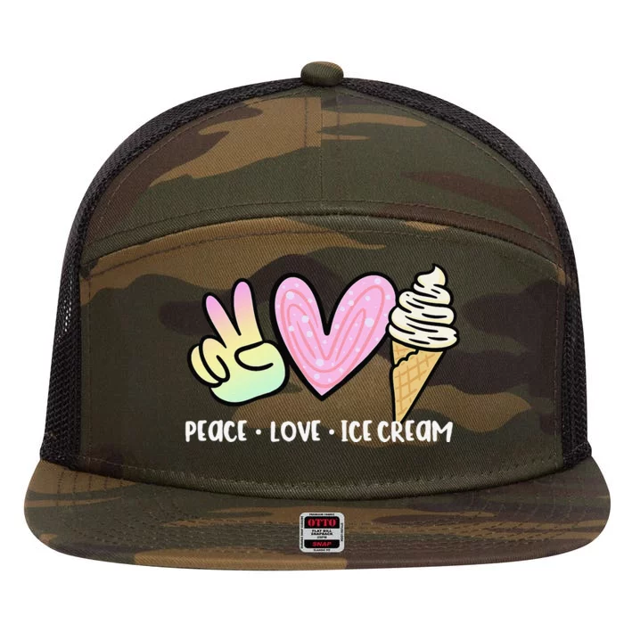 Funny Ice Cream Humor Ice Cream Lover Funny Summer 7 Panel Mesh Trucker Snapback Hat