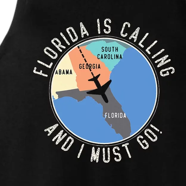 Florida Is Calling And I Must Go Florida Map Ladies Tri-Blend Wicking Tank