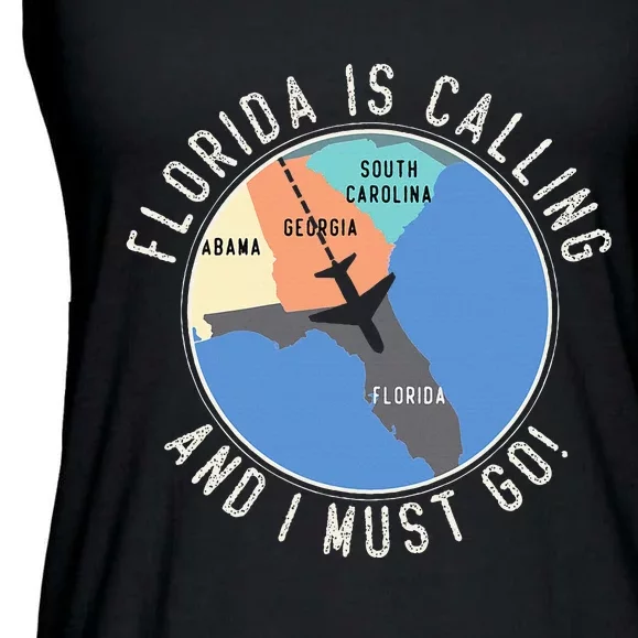 Florida Is Calling And I Must Go Florida Map Ladies Essential Flowy Tank