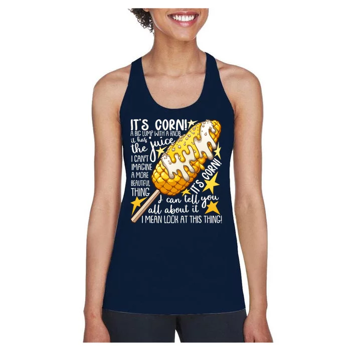 Funny It's Corn A Big Lump With A Knob Meme Women's Racerback Tank