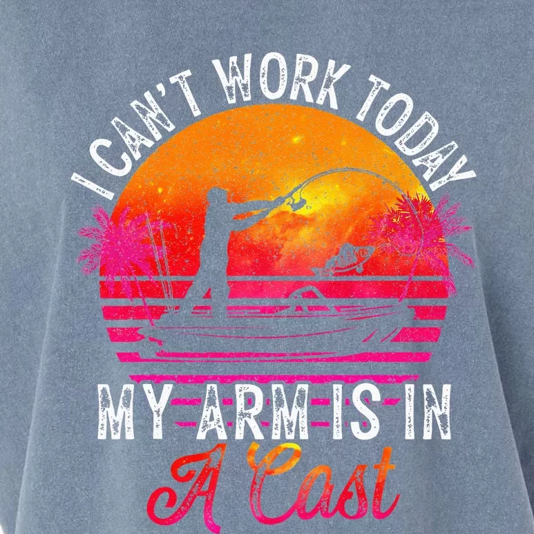 Fisherman I Cant Work Today My Arm Is In Cast Funny Fishing Garment-Dyed Women's Muscle Tee