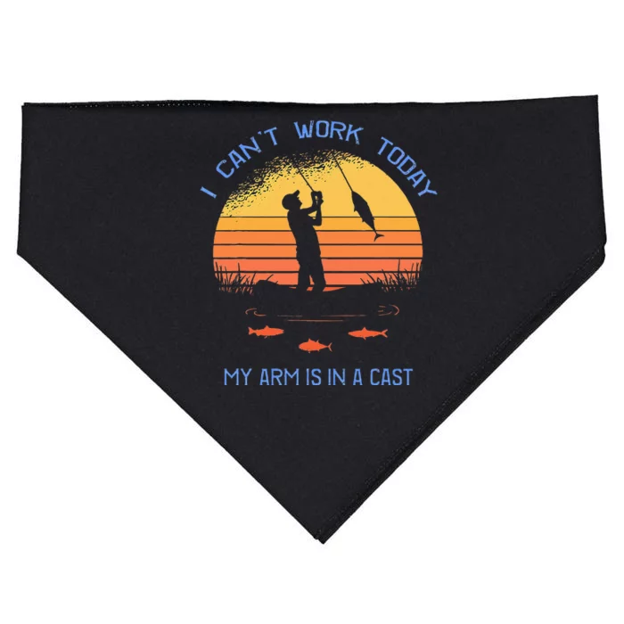 Fisherman I Cant Work Today My Arm Is In A Cast Funny USA-Made Doggie Bandana