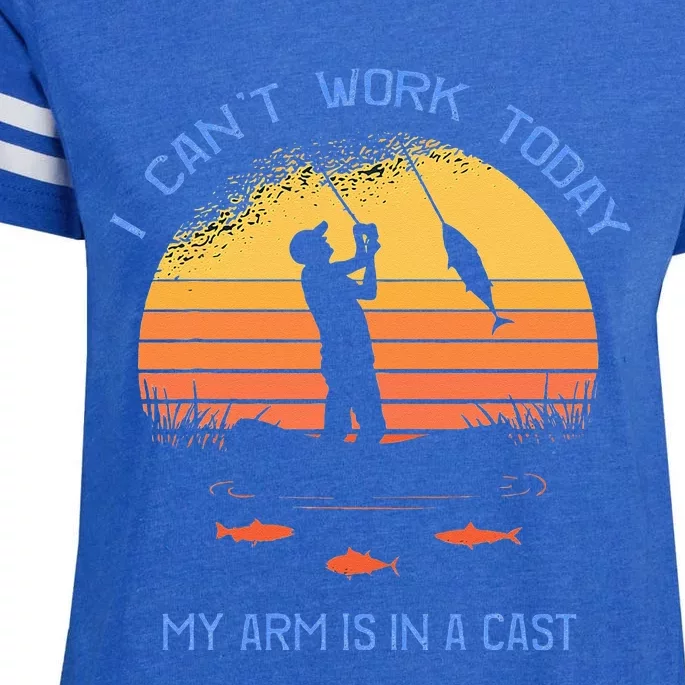 Fisherman I Cant Work Today My Arm Is In A Cast Funny Enza Ladies Jersey Football T-Shirt