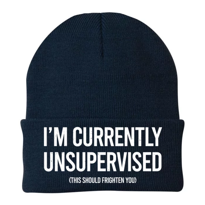 Funny Im Currently Unsupervised This Should Frighten You Knit Cap Winter Beanie