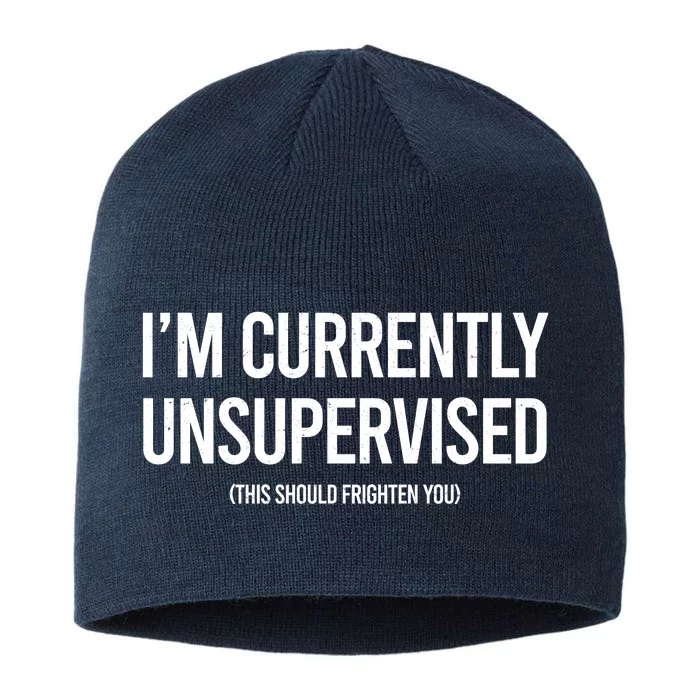 Funny Im Currently Unsupervised This Should Frighten You 8 1/2in Sustainable Knit Beanie