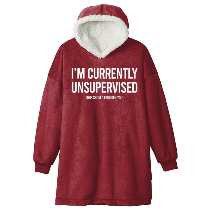 Funny Im Currently Unsupervised This Should Frighten You Hooded Wearable Blanket