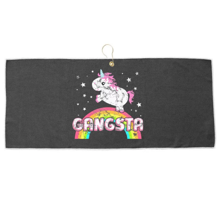 Funny Ironic Cool Unicorn Gangsta Rap Music Festival Large Microfiber Waffle Golf Towel