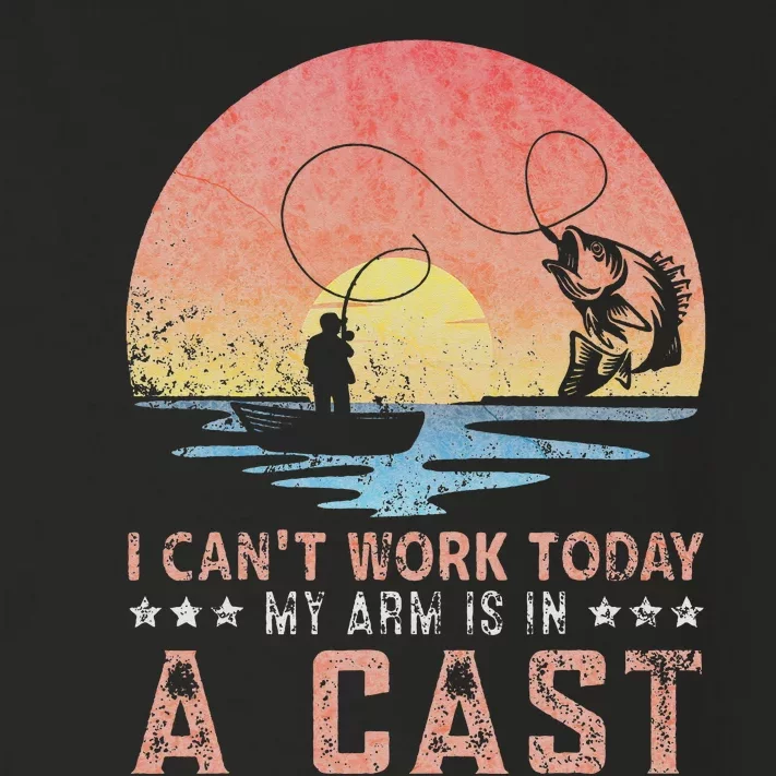 Fisherman I Can't Work Today My Arm Is in Cast Funny Fishing Toddler Long Sleeve Shirt