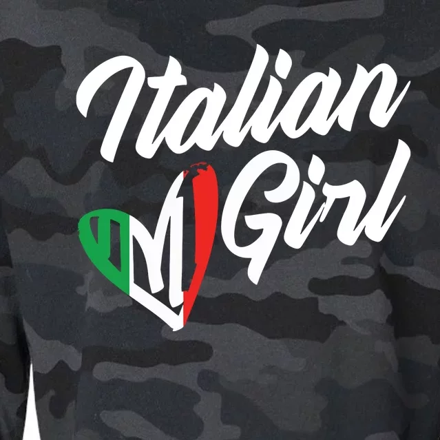 Funny Italy Culture Italian Roots Cute Italian Girl Cropped Pullover Crew