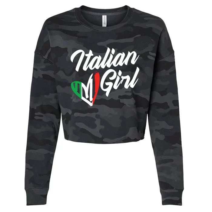 Funny Italy Culture Italian Roots Cute Italian Girl Cropped Pullover Crew