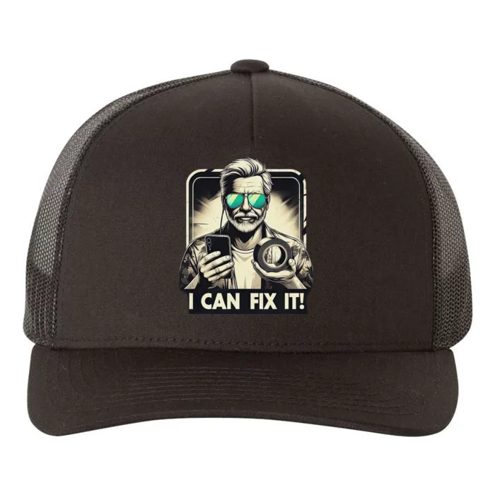 Funny I Can Fix It Duct Tape Man Design Yupoong Adult 5-Panel Trucker Hat