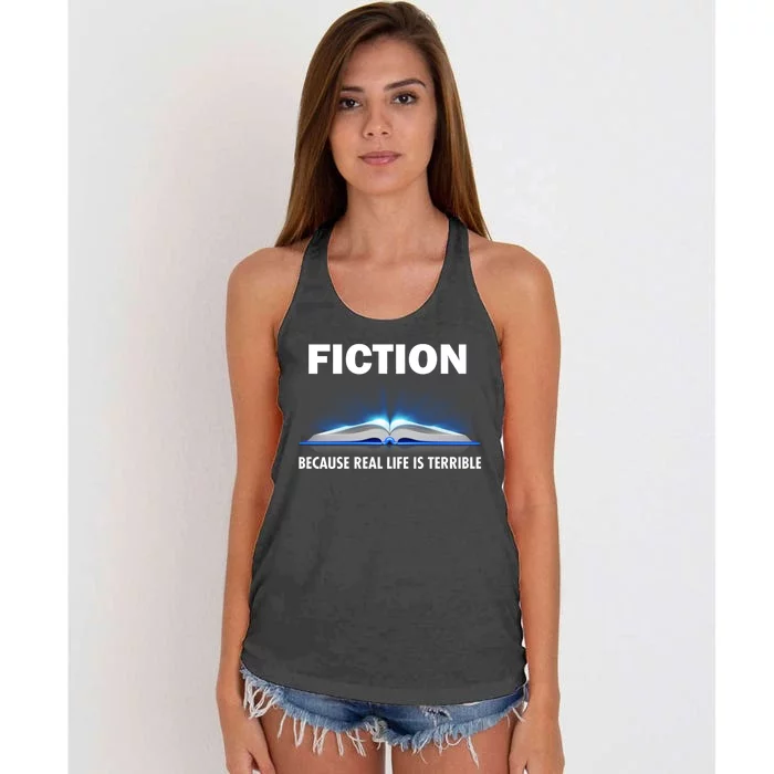 Fiction Because Real Life Is Terrible Women's Knotted Racerback Tank