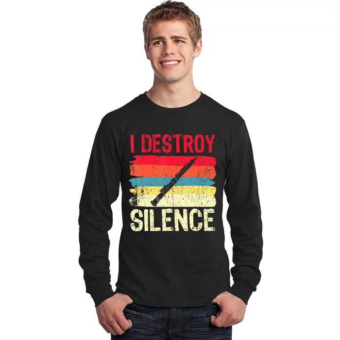 Funny I Destroy Silence Vintage Musician Player Tall Long Sleeve T-Shirt