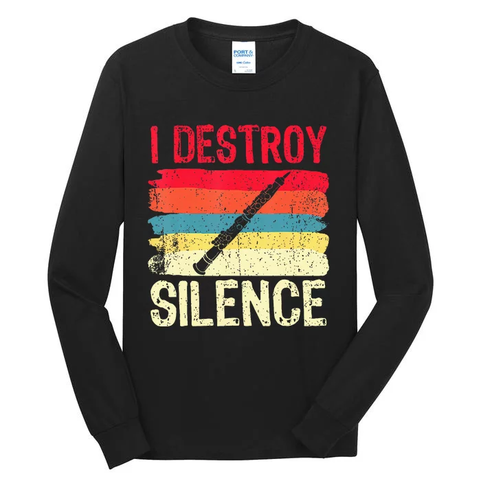 Funny I Destroy Silence Vintage Musician Player Tall Long Sleeve T-Shirt