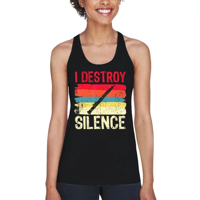 Funny I Destroy Silence Vintage Musician Player Women's Racerback Tank