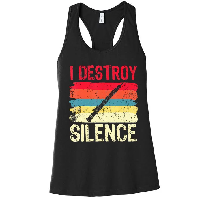 Funny I Destroy Silence Vintage Musician Player Women's Racerback Tank