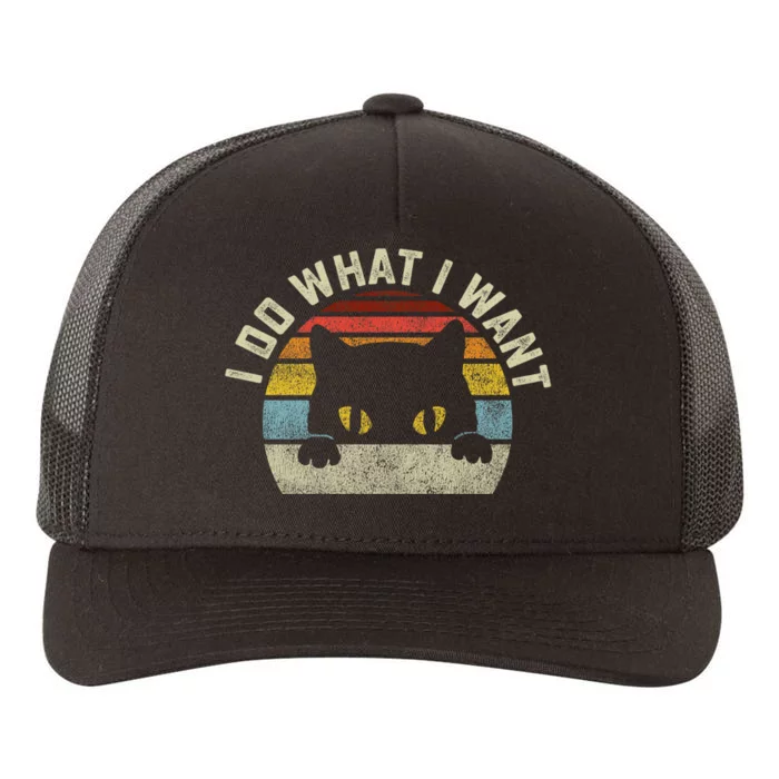 Funny I Do What I Want My Black Cat Red Cup Vintage Retro Yupoong Adult 5-Panel Trucker Hat