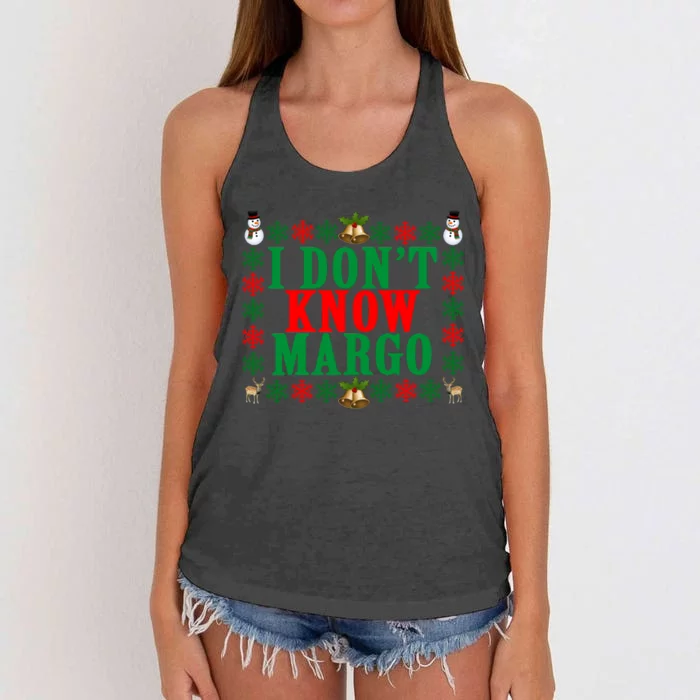 Funny I Don't Know Margo! Ugly Pajama Sweater Women's Knotted Racerback Tank