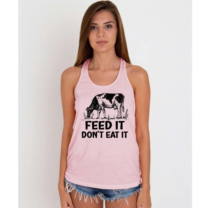 Feed It Don’t Eat It Meaningful Gift Women's Knotted Racerback Tank