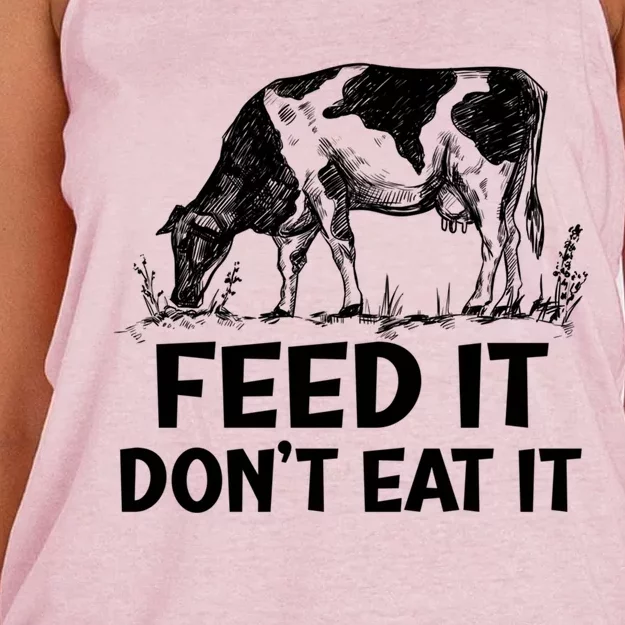 Feed It Don’t Eat It Meaningful Gift Women's Knotted Racerback Tank