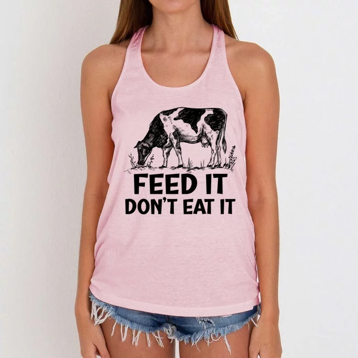 Feed It Don’t Eat It Meaningful Gift Women's Knotted Racerback Tank