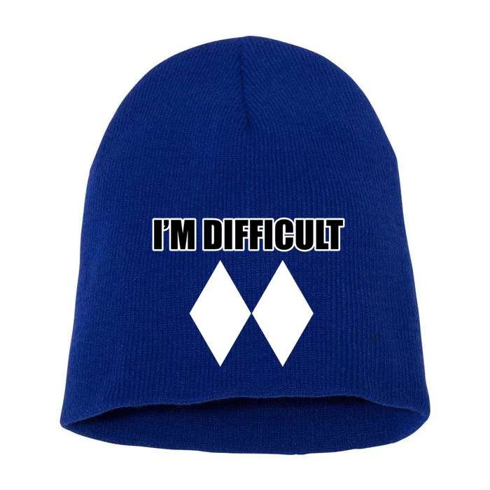 Funny Im Difficulgift Double Black Diamond Ski Gift Short Acrylic Beanie