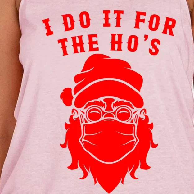 Funny I Do It For The Hos Christmas Santa Christmas Xmas Gift Women's Knotted Racerback Tank