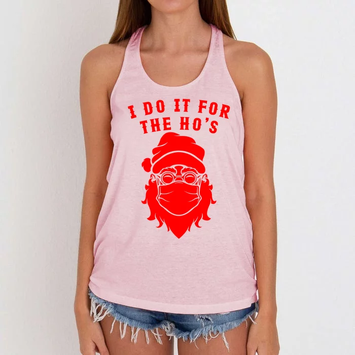 Funny I Do It For The Hos Christmas Santa Christmas Xmas Gift Women's Knotted Racerback Tank