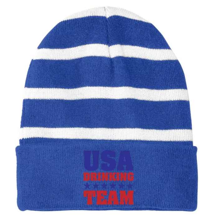 Funny Independence Day Usa Ing Team 4th Of July Gift Striped Beanie with Solid Band