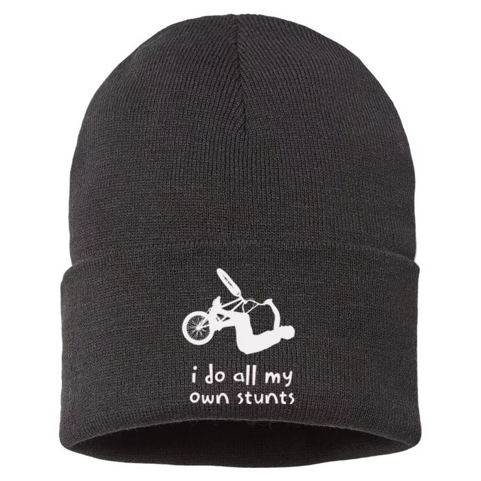 Funny I Do All My Own Stunts Biker Bicycle Sustainable Knit Beanie