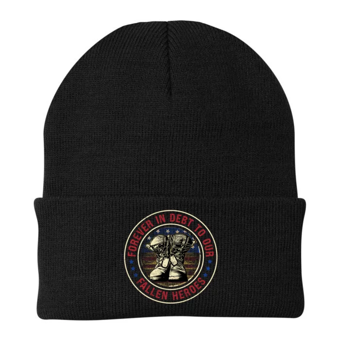 Forever In Debt To Our Fallen Heroes Memorial Graphic Knit Cap Winter Beanie