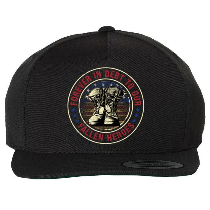 Forever In Debt To Our Fallen Heroes Memorial Graphic Wool Snapback Cap