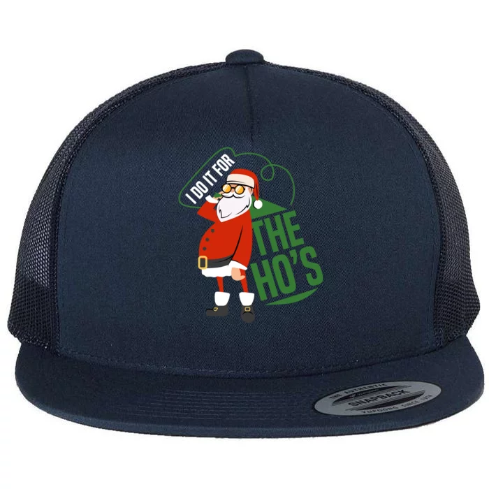 Funny I Do It For The Hos Ugly Christmas Gift Flat Bill Trucker Hat