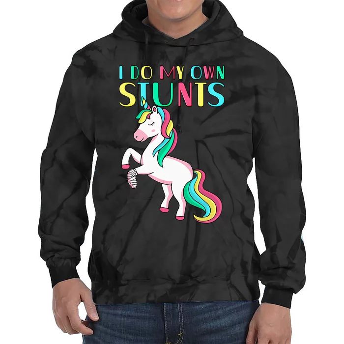 Funny I Do My Own Stunts Broken Arm Cute Magical Unicorn Tie Dye Hoodie