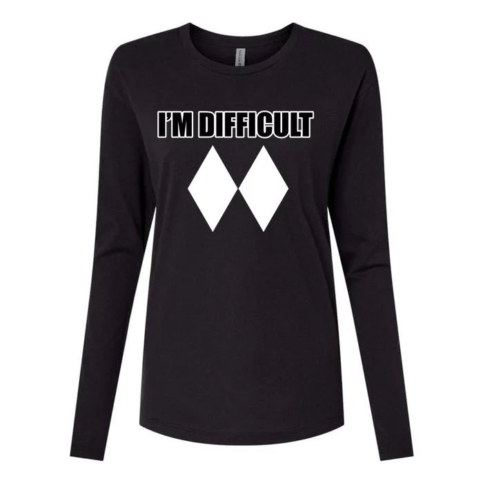 Funny I'm Difficulgift Double Black Diamond Ski Gift Womens Cotton Relaxed Long Sleeve T-Shirt