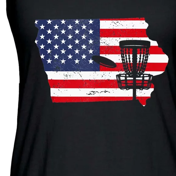 Funny Iowa Disc Golf USA Map Golf Frisbee Tank Top Ladies Essential Flowy Tank