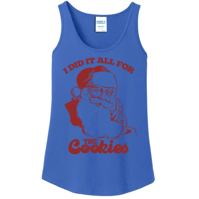 Funny I Did It All For The Cookies Santa Gift Ladies Essential Tank