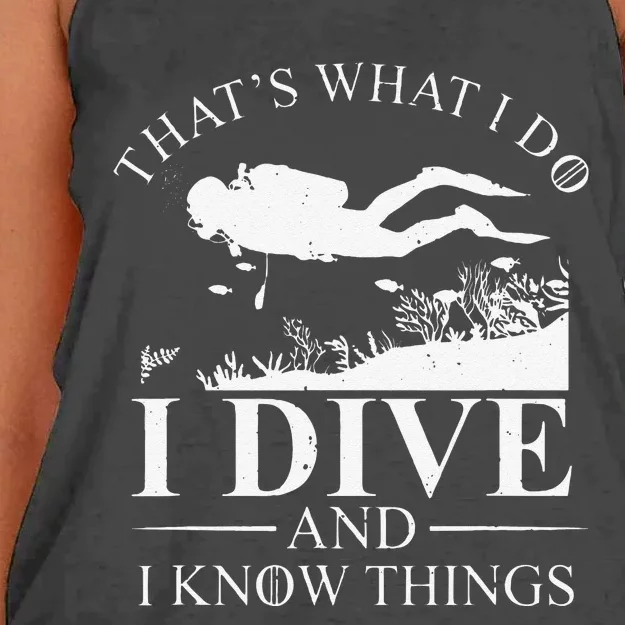 Funny I Dive And I Know Things Scuba Diver Gift Scuba Diving Women's Knotted Racerback Tank