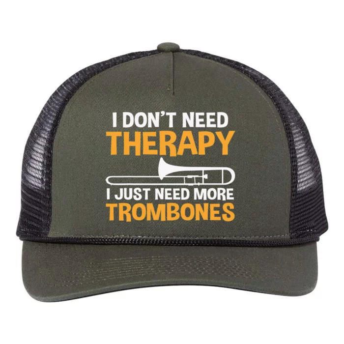 Funny I don't need therapy i just need more Trombones Retro Rope Trucker Hat Cap