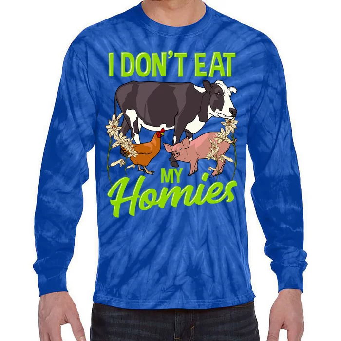 Funny I Dont Eat My Homies Vegetarian Vegan Animal Lover Gift Tie-Dye Long Sleeve Shirt