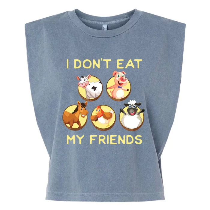 Funny I Dont Eat My Friends Vegan Vegetarian Garment-Dyed Women's Muscle Tee