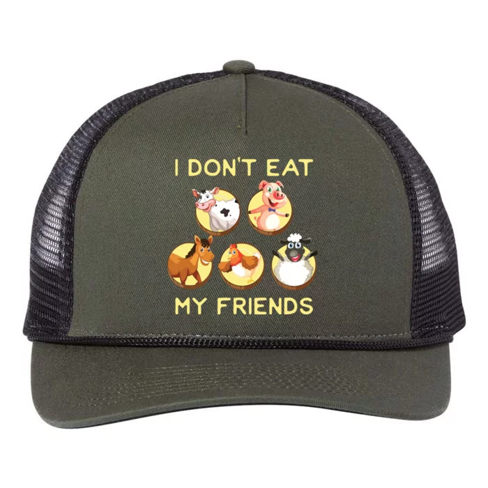 Funny I Dont Eat My Friends Vegan Vegetarian Retro Rope Trucker Hat Cap