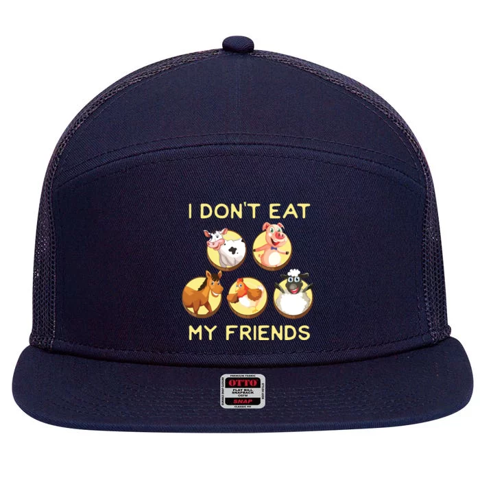 Funny I Dont Eat My Friends Vegan Vegetarian 7 Panel Mesh Trucker Snapback Hat