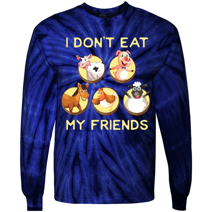 Funny I Dont Eat My Friends Vegan Vegetarian Tie-Dye Long Sleeve Shirt